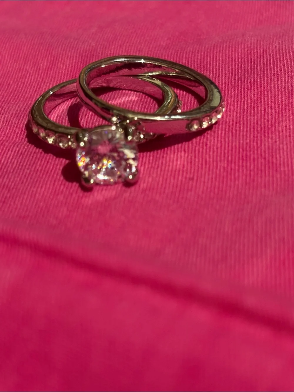 Classic Silver-Tone Cubic Zirconia Bridal Ring Set